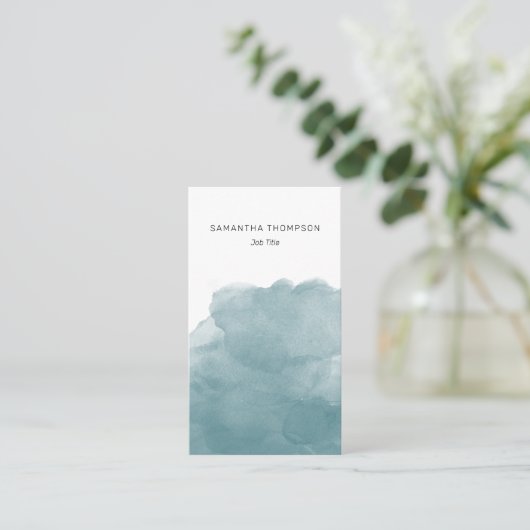 ティール(緑がかった色)水彩QRコードソーシャルメディアのアイコン 名刺 (スタンド正面)