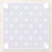 ティール(緑がかった色)水玉模様オンパープルコースター ガラスコースター (裏面)