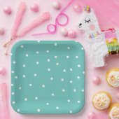 ティール（緑がかった色）水玉模様パターンミニマリスト ペーパープレート (パーティー)