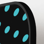 ティール（緑がかった色）水玉模様ピックボールプリンセス、名前 ピックルボールラケット (左詳細)