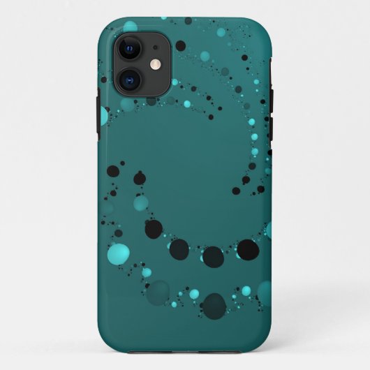 ティール(緑がかった色)水玉模様旋回 Case-Mate iPhoneケース (裏面)