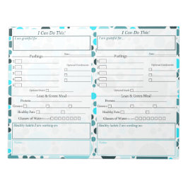 ティール（緑がかった色）水玉模様5-1フードジャーナル ノートパッド