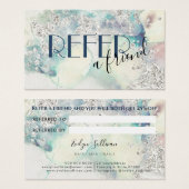 ティール（緑がかった色）水色シルバーグリッター紹介カード (正面&裏面)