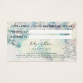 ティール（緑がかった色）水色シルバーグリッター紹介カード (裏面)