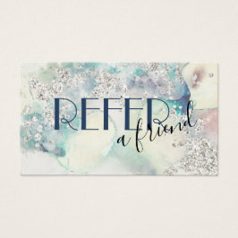 ティール（緑がかった色）水色シルバーグリッター紹介カード