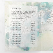ティール（緑がかった色）水色シルバーグリッター3折パンフレット 三つ折りカード (内部最初)
