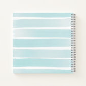 ティール(緑がかった色)水色ストライプパーソナライズされた感謝 ノートブック (裏面)