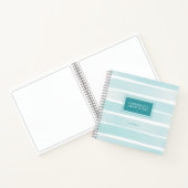 ティール(緑がかった色)水色ストライプパーソナライズされた感謝 ノートブック (内部)