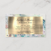 ティール（緑がかった色）水色フェイク金ゴールド箔名刺 名刺 (裏面)