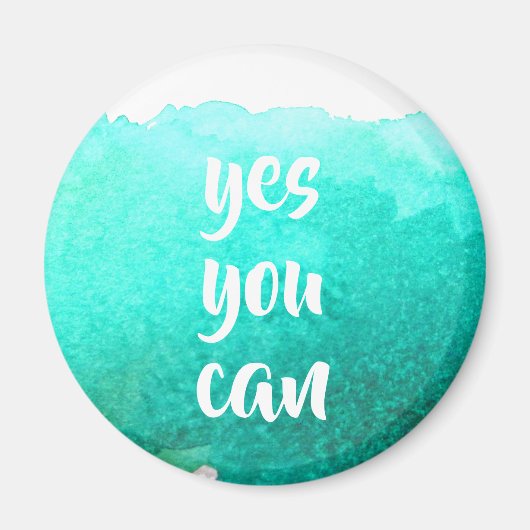 ティール(緑がかった色)水色前向きyesメッセージ マグネット (正面)