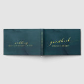 ティール（緑がかった色）水色金ゴールドスクリプトエレガントな結婚式 ゲストブック (全面)