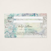 ティール（緑がかった色）水色銀グリッターアポイントメントカード (裏面)