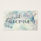 ティール（緑がかった色）水色銀グリッターアポイントメントカード (正面)