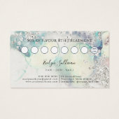 ティール(緑がかった色)水色銀グリッターロイヤリティカード (裏面)