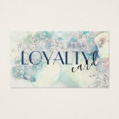 ティール(緑がかった色)水色銀グリッターロイヤリティカード (正面)