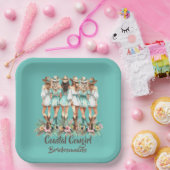 ティール（緑がかった色）沿岸女性のカーボーイブリデスメイドスクエアプレート ペーパープレート (パーティー)