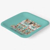 ティール（緑がかった色）沿岸女性のカーボーイブリデスメイドスクエアプレート ペーパープレート (傾斜あり)