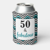 ティール(緑がかった色)波50と素晴らしい誕生日ビーチパーティー 缶クーラー (缶裏面)
