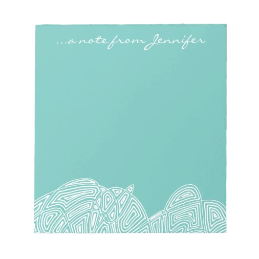 ティール（緑がかった色）波 ノートパッド (正面)