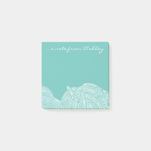 ティール（緑がかった色）波 ポストイット (正面)