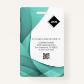 ティール（緑がかった色）波 |社員の写真ID会社のセキュリティ バッジ (裏面)