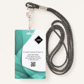 ティール（緑がかった色）波 |社員の写真ID会社のセキュリティ バッジ (裏面ランヤード)