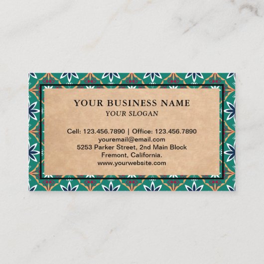 ティール（緑がかった色）浴室用床材タイル設置具 名刺 (裏面)