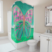 ティール（緑がかった色）海バタフライシャワーカーテン シャワーカーテン (インサイチュ)