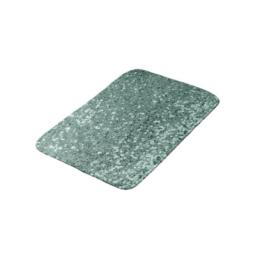 ティール(緑がかった色)海ブルーアクアグリッターシークインラグジュアリー バスマット (アングル)