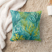 ティール(緑がかった色)海海藻コーラルビーチイ航海の クッション (ブランケット)