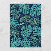 ティール(緑がかった色)、海軍の熱帯葉ブライダルビンゴゲームカード エンクロージャーカード (裏面)