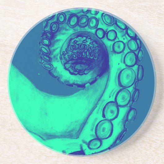 ティール（緑がかった色）・海軍航海のタコ触手 コースター (正面)