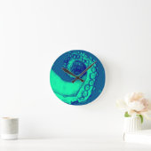 ティール(緑がかった色)・海軍航海のタコ触手 ラウンド壁時計 (ホーム)