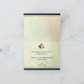 ティール(緑がかった色)、海軍、グリーン、金ゴールドはっきりした花模様結婚ズ サンキューカード (内部)