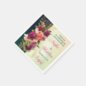 ティール(緑がかった色)、海軍、グリーン、金ゴールドはっきりした花模様結婚ズ スタンダードカクテルナプキン (角)