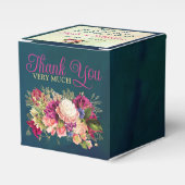 ティール（緑がかった色）、海軍、グリーン、金ゴールドはっきりした花模様結婚ズ フェイバーボックス (正面サイド)