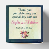 ティール（緑がかった色）、海軍、グリーン、金ゴールドはっきりした花模様結婚ズ フェイバーボックス (上部)