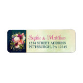 ティール（緑がかった色）、海軍、グリーン、金ゴールドはっきりした花模様結婚ズ ラベル (正面)