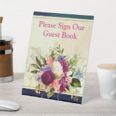 ティール(緑がかった色)、海軍、グリーン、金ゴールド花模様結婚のサイン 台座サイン (インサイチュ)