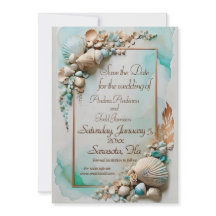 ティール（緑がかった色）海辺結婚貝殻