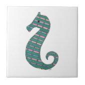 ティール(緑がかった色)海馬セラミックタイル タイル (正面)