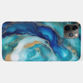 ティール(緑がかった色)深度:青と緑の抽象芸術海 Case-Mate iPhoneケース (裏面(横))