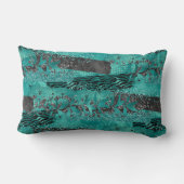 ティール（緑がかった色）混合プリント ランバークッション (裏面)