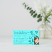 ティール（緑がかった色）清掃清掃員レディークリーニングアポイントメント 名刺 (スタンド正面)