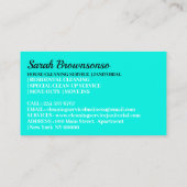 ティール（緑がかった色）清掃清掃清掃修理整備員 名刺 (裏面)