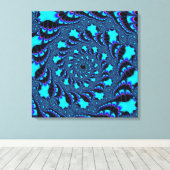 ティール（緑がかった色）渦スパイラル キャンバスプリント (インサイチュ (ウッドフロア))