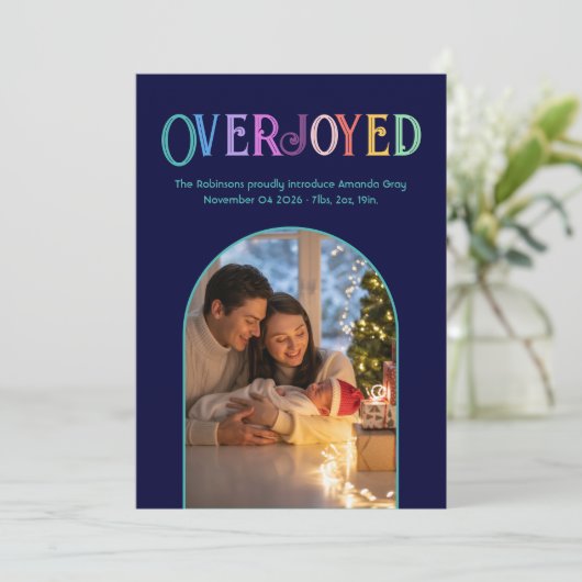 ティール(緑がかった色)潮クリスマスベビー誕生発表写真 シーズンカード (スタンド正面)