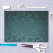 ティール（緑がかった色）濃い多肉質フローラ金属模様 薄葉紙 (クラフト)