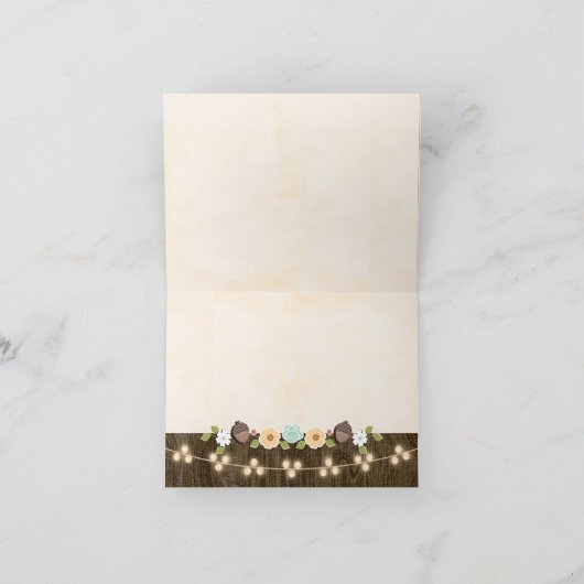 ティール(緑がかった色)灯列秋あり素朴がとう サンキューカード (内部)