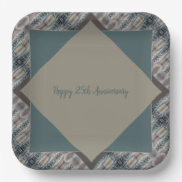 ティール（緑がかった色）（灰色の茶色） ペーパープレート